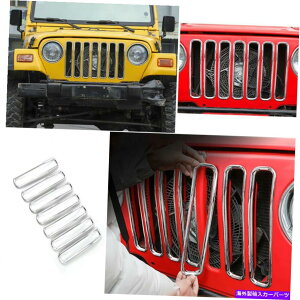�N���[���J�o�[ �W�[�v�����O���[TJ 1997-2006�t�����g�Z���^�[�t���[���O�����O�����J�o�[�g�����N���� For Jeep Wrangler TJ 1997-2006 Front Center Frame Grille Grill Cover Trim Chrome�y���s�A���i�z