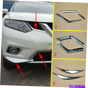 N[Jo[ 14-18YX-Trail RogueiT32j̃NtgOOop[Jo[g Chrome Front Grille Grill Bumper Cover Trim For 14-18 Nissan X-Trail Rogue (T32)
