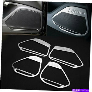 N[Jo[ Audi A4 B9 2017 2018 4PCS ChromeCi[hAI[fBIXs[J[t[Jo[gp For Audi A4 B9 2017 2018 4PCS Chrome Inner Door Audio Speaker Frame Cover Trim