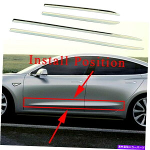 N[Jo[ eXf3 2017-2021ANZT[̃NhATCh{fB[fBOgJo[ Chrome Door Side Body Molding Trim Cover For Tesla Model 3 2017-2021 Accessories