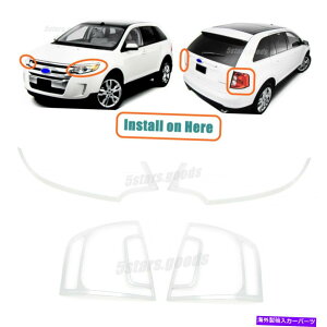 �N���[���J�o�[ �N�����t�����g�w�b�h���C�g +���A�e�[�����C�g�J�o�[2011-2014�t�H�[�h�G�b�WSUV�̃g���� Chrome Front Headlight + Rear Taillight Covers Trims For 2011-2014 Ford Edge SUV�y���s�A���i�z
