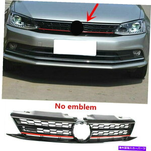 N[Jo[ 15-17 VW Jetta Mk6.5tgop[Obh/NnjJO Fit For 15-17 VW Jetta MK6.5 Front Bumper Grille Red/Chrome Honeycomb GLI -Type