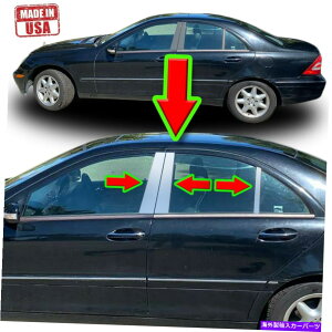 N[Jo[ ZfXCNX01-07iZ_jW203 6PCZbghA|Xg̃Ns[g Chrome Pillar Trim for Mercedes C-Class 01-07 (Sedan) W203 6pc Set Door Post