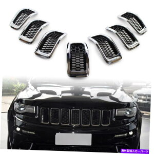 N[Jo[ W[v`FL[14-18NnjJtgOCT[gOJo[g For Jeep Cherokee 14-18 Chrome Honeycomb Front Grille Inserts Grill Cover Trim