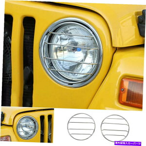 �N���[���J�o�[ Jeep Wrangler TJ 1997-2006 Chrome Exterior Head Light Lamp Ring Cover Trim For Jeep Wrangler TJ 1997-2006 Chrome Exterior Head Light Lamp Ring Cover Trim�y���s�A���i�z