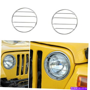 �N���[���J�o�[ �W�[�v�����O���[TJ 1997-2006�t�����g�w�b�h���C�g�����v�����O�J�o�[�g�����X�`�[���N���� For Jeep Wrangler TJ 1997-2006 Front Headlight Lamp Ring Cover Trim Steel Chrome�y���s�A���i�z