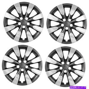 N[Jo[ 16 '8X|[NN/`R[zC[Jo[2014-2017g^J[̃nuLbv 16' 8 Spoke Chrome/Charcoal Wheel Cover Hubcaps for 2014-2017 Toyota Corolla