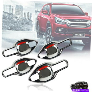 �N���[���J�o�[ Isuzu Mu-XMux2012-2020 SUV Onxy Chrome�n���h���{�E���g�����J�o�[�Ԃ����S4�h�A Isuzu MU-X MUX 2012-2020 SUV ONXY Chrome Handle Bowl Trim Cover Red Logo 4 Doors�y���s�A���i�z