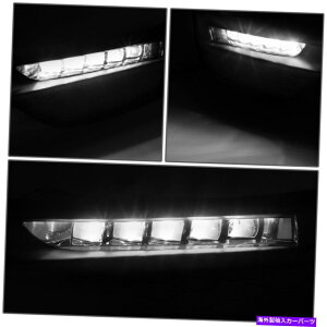 N[Jo[ 16-17̃z_AR[hX[NYLED DRLCgo[op[tHOvx[Jo[ For 16-17 Honda Accord Smoked Lens LED DRL Light Bar Bumper Fog Lamp Bezel Cover