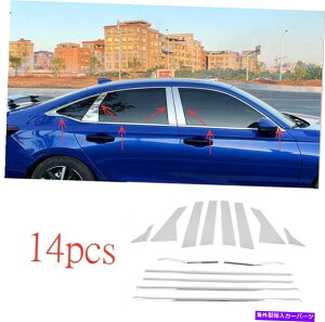 �N���[���J�o�[ �z���_�V�r�b�N2022-2023�X�`�[���N�����J�[�E�B���h�E�X�g���b�v���J�o�[14x�ɓK���Ă��܂� Fit For Honda Civic 2022-2023 Steel Chrome Car Window Strip Pillar Cover 14x�y���s�A���i�z