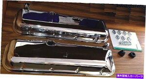 �N���[���J�o�[ Chevelle Impala�r�b�O�u���b�N�o���u�J�o�[�N���[���X�����g�R�[�i�[ +�L�b�g�m���@�J�}�� Chevelle Impala Big Block Valve Covers Chrome Slanted Corner + kit Nova Camaro�y���s�A���i�z