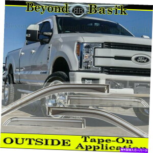 �N���[���J�o�[ 2017-2022 FORD F250 F350 F450 F550 4DR CREW CAB CHROME DOOR DOOR WINDERS GUARDS 2017-2022 FORD F250 F350 F450 F550 4Dr Crew Cab CHROME Door Window Visors Guards�y���s�A���i�z