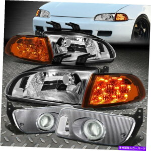 N[Jo[ 92-95z_VrbNwbhCg+NAhCrOtHOv[LEDR[i[^[VOi] [LED CORNER TURN SIGNAL]FOR 92-95 HONDA CIVIC HEADLIGHT+CLEAR DRIVING FOG LAMPS