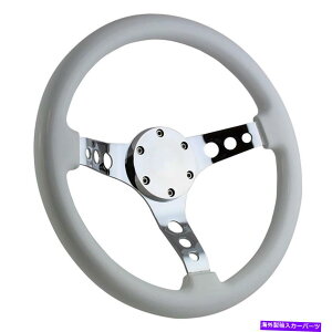 N[Jo[ Obvƃz[Jo[v[gt350mmNStJ[gXeAOzC[ 350mm Chrome Golf Cart Steering Wheel with White Grip and Horn Cover Plate