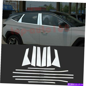 N[Jo[ q_Cc[\2022-23̃XeXNEBhEXgbvJo[̃g Stainless Chrome Windows Strip Cover Pillar Post Trim For Hyundai Tucson 2022-23