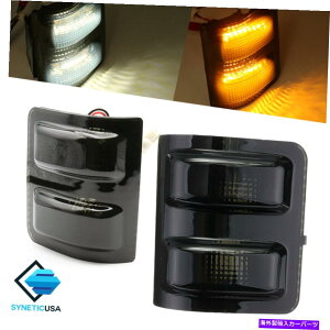 US�~���[ 08-2016 Ford F250 F350 LED�T�C�h�~���[�}�[�J�[���C�g�X�C�b�`�o�b�N�X���[�N�����Y For 08-2016 Ford F250 F350 LED Side Mirror Marker Lights Switchback Smoked Lens