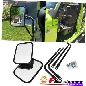 USミラー ペアフィットジープラングラーCJ YJ TJ JK JLビューミラーW/ドアオフクイックリリースヒンジ Pair Fit Jeep Wrangler CJ YJ TJ JK JL View Mirror W/Door Off Quick Release Hinge