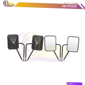 US~[ 1997-2017̃ubN}jAXNGA~[ Black Manual Square Mirrors For 1997-2017 jeep CJ YJ TJ reth LH+RH Side