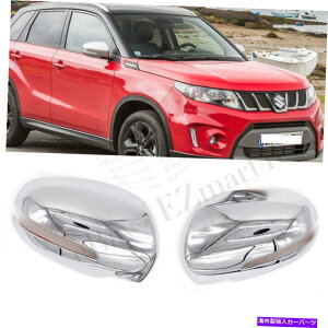 US~[ 2015NƃAbvXYLB^NTCh~[^[MJbg2pcŃJo[ For 2015 & Up Suzuki Vitara Chrome Side Mirror Covers With Turn Signal Cut 2PC