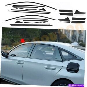 N[Jo[ z_VrbN2022-2023ubNNJ[EBhE̒̓eJo[22pcs For Honda Civic 2022-2023 Black Chrome Car Window Pillar Posts Decor Cover 22pcs