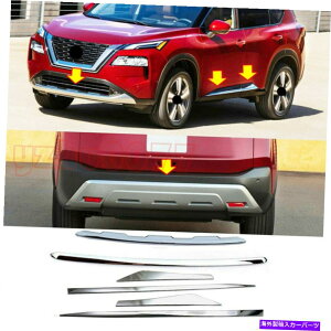 N[Jo[ Y[O2021-2023Ntg/Aop[{fB[fBOJo[g6pc For Nissan Rogue 2021-2023 Chrome Front/Rear Bumper Body Molding Cover Trim 6PC