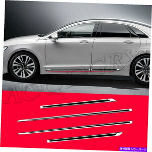 N[Jo[ J[MKZ 17-20NubNTChXJ[ghA[fBOv[gJo[g4P For Lincoln MKZ 17-20 Chrome Black Side Skirt Door Moulding Plate Cover Trim 4P