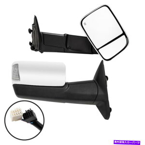 N[Jo[ yAp[MꂽtbvAbvNAbvNhgE~[ƃ_bWRAM 2009-2012̐Mt Pair Power Heated Flip-Up Chromed Tow Mirror with Signal for Dodge Ram 2009-2012