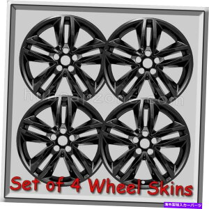 クロームカバー ブラックフォードエッジホイールスキン18 "ブラックハブキャップクロムホイールカバー2016-2017 Black Ford Edge Wheel Skins 18" Black Hubcaps Chrome Wheel Covers 2016-2017