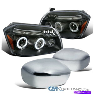 N[Jo[ tBbg05-07}OiubNLEDn[vWFN^[wbhCg+NhA~[Jo[ Fits 05-07 Magnum Black LED Halo Projector Headlights+Chrome Door Mirror Cover