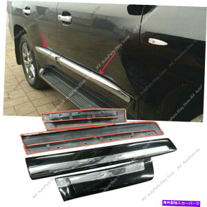 �N���[���J�o�[ Lexus LX570 2008-2015�̃u���b�N�h�A�{�f�B�K�[�h���[���f�B���O�N�����g�����J�o�[ Black Side Door Body Guard Molding Chrome Trim Cover For LEXUS LX570 2008-2015�y���s�A���i�z