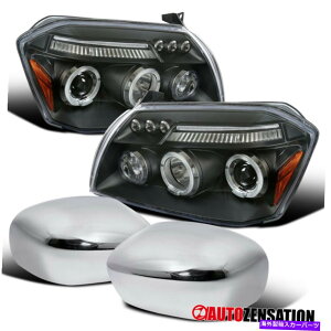 N[Jo[ tBbg05-07_bW}OiubNn[vWFN^[wbhCg+NhA~[Jo[ Fit 05-07 Dodge Magnum Black Halo Projector Headlights+Chrome Door Mirror Cover