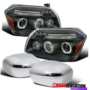 N[Jo[ tBbg05-07_bW}OiubNn[vWFN^[wbhCg+NhA~[Jo[ Fit 05-07 Dodge Magnum Black Halo Projector Headlights+Chrome Door Mirror Cover