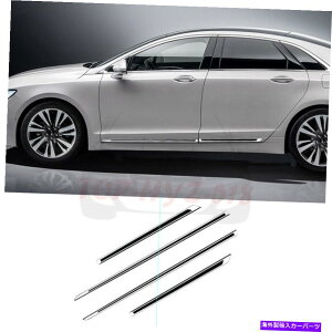 N[Jo[ N+ubNTChXJ[ghA[fBOv[gJo[J[MKZ 2017-2020̂߂̃g Chrome+black Side Skirt Door Moulding Plate Cover Trim For Lincoln MKZ 2017-2020