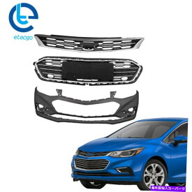 クロームカバー フロントバンパーカバー＆フロントアッパーとローワーグリルフィットシボレークルーズ2016-2018 Front Bumper Cover & Front Upper and Lower Grille Fit For Chevy Cruze 2016-2018