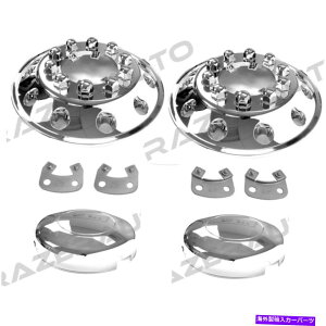 N[Jo[ Z~gbNgvN22.5 "tgzC[V~[^[Ci[+Z^[LbvJo[2pc Semi Truck Triple Chrome 22.5" Front Wheel Simulator Liner+Center Caps Cover 2pc