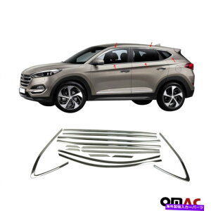 N[Jo[ _[NNEBhEI[o[Ct[gJo[q_Cc[\2016-202114pcs Dark Chrome Window Overlay Frame Trim Cover 14Pcs for Hyundai Tucson 2016-2021