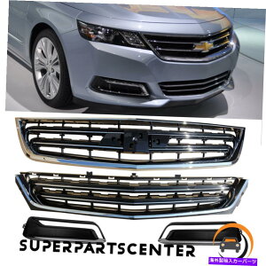 �N���[���J�o�[ 2014-2020�C���p���Z�_���̃t�H�O���C�g�J�o�[�t���t�����g�A�b�p�[�O���������O�������Z�b�g Set Front Upper Grille Lower Grill w/Fog Light Covers For 2014-2020 Impala Sedan�y���s�A���i�z