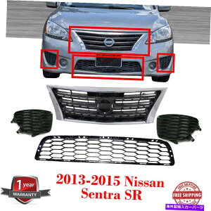 N[Jo[ 2013N2014N2015N̓YZgSȐ㕔EAO + 2 PCStHOCgJo[ Upper & Lower Grille + 2 Pcs Fog Light Cover For 2013 2014 2015 Nissan Sentra SR