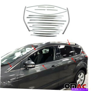 N[Jo[ Ford Escape Kuga 2013-2019 Chrome WindowׂẴt[I[o[CJo[gX`[ For Ford Escape Kuga 2013-2019 Chrome Window All Frame Overlay Cover Trim Steel