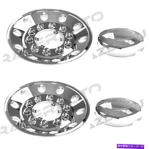 N[Jo[ Z~gbNgvN22.5 "AzC[V~[^[Ci[+Z^[LbvJo[2pc Semi Truck Triple Chrome 22.5" Rear Wheel Simulator Liner+Center Caps Cover 2pc
