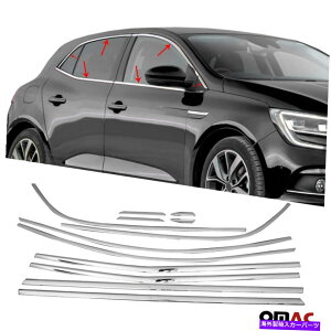 N[Jo[ NEBhEt[I[o[CJo[gm[K12 PCSX`[2016-2020 Chrome Window Frame Overlay Cover Trim 12 Pcs Steel for Renault Megane 2016-2020