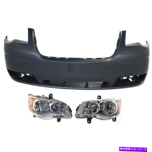 N[Jo[ 2008N2010Ñop[Jo[LbgNCX[^EAhJg[tg3PC Bumper Cover Kit For 2008-2010 Chrysler Town and Country Front 3pc