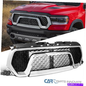 �N���[���J�o�[ �t�B�b�g19-22�_�b�W����1500�s�b�N�A�b�v�V���o�[�ƌ���̂��鍕�����؃��b�V���o���p�[�t�[�h�O���� Fit 19-22 Dodge Ram 1500 Pickup Silver & Glossy Black ABS Mesh Bumper Hood Grill�y���s�A��