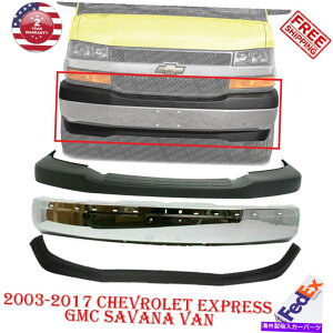 N[Jo[ tgop[N + 2003-17V{[GNXvX / GMCToiõJo[ƃ[Jo[ Front Bumper Chrome + Up & Low Cover For 2003-17 Chevy Express / GMC Savana Van