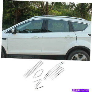 N[Jo[ Chrome Steel Windows Strip Sill Mording Cover Ford Escape Kuga 2013-19p Chrome Steel Windows Strip Sill Molding Cover 18PCS For Ford Escape Kuga 2013-19