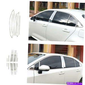 N[Jo[ g^J[2019-21NX`[J[EBhEBCs[Jo[XebJ[24pcs For Toyota Corolla 2019-21 Chrome Steel Car Window BC Pillar Cover Sticker 24pcs