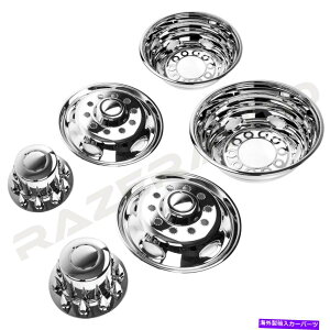N[Jo[ N19.5 "zC[V~[^[Ci[+Z^[LbvJo[12-19_bW Chrome 19.5" Wheel Simulator Liner+Center Caps Cover for 12-19 Dodge RAM Dually