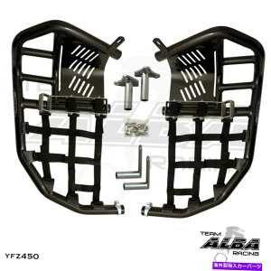 Nerf Bar }nYFZ 450lto[ Yamaha YFZ 450 Nerf Bars Pro Peg Heel Guard Alba Racing Black Black BLEMISH