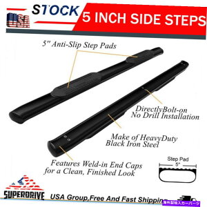 Nerf Bar 2019-2022 GMC SIERRA CHEVY SILVERADO 1500�N���[�L���u5 �u���b�N�X�e�b�v�i�[�t�o�[ Fits 2019-2022 GMC Sierra Chevy Silverado 1500 Crew Cab 5 Black Steps Nerf Bars�y���s�A���i�z