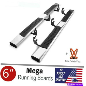 Nerf Bar 6 2007�N����2018�N�̃V�{���[�V���o���[�h1500�G�N�X�e���f�b�h�L���u�̂��߂Ƀ����j���O�{�[�h�𑖂郁�K�l���t�o�[ 6 Mega Nerf Bars Running Boards For 2007-2018 Chevy Silverado 1500 Extended Cab�y���s